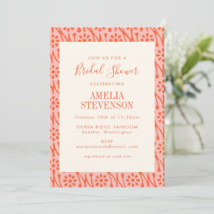 Invitation Boho Coral Orange Botanical Flowers Fête des marié