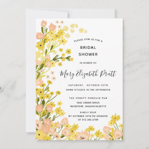 Invitation Boho Country Yellow Rose Fleurs sauvages Fête des 