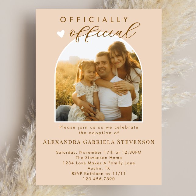 Invitation Boho Crème Fête officielle de l'adoption pastel (Créateur téléchargé)