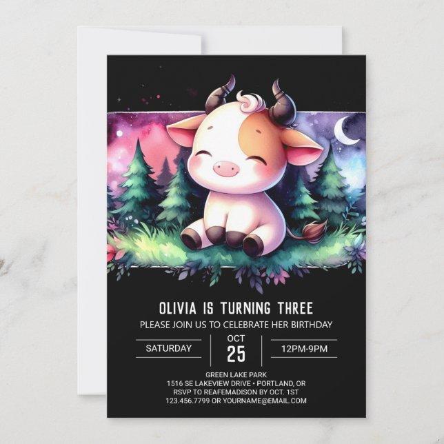 Invitation Boho Custom Cow Anniversaire (Devant)
