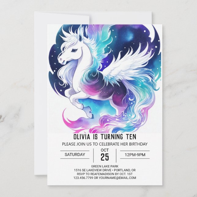 Invitation Boho Custom Pony Anniversaire (Devant)