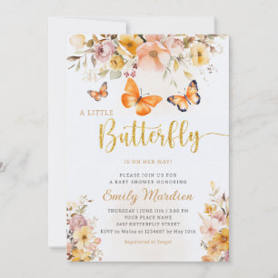 Invitation Boho Cute Butterfly Fleur sauvage Baby shower fill