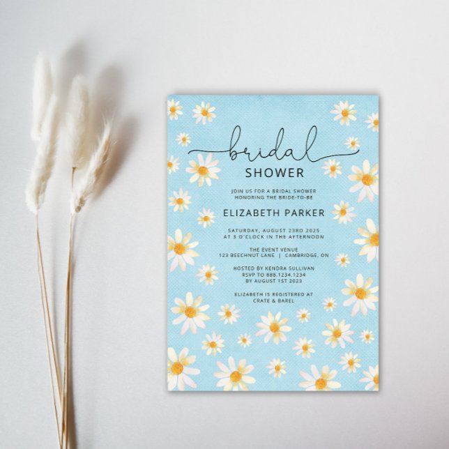 Invitation Boho Daisies Fête des mariées aquarelle (Créateur téléchargé)
