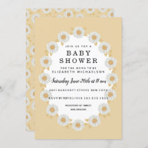 Boho Daisies Jaune Baby Girl Baby shower