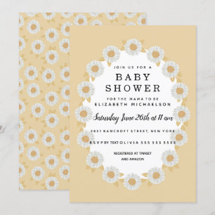 Invitation Boho Daisies Yellow Baby Girl Baby shower