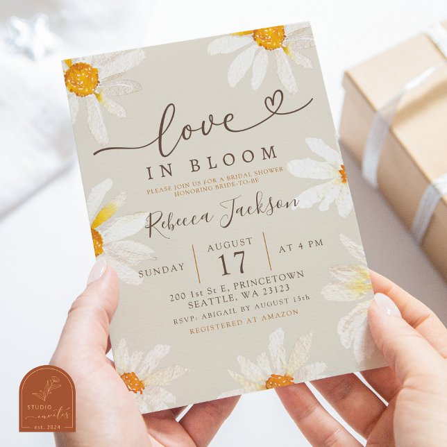 Invitation Boho Daisy Amour d'Été en Fleur Robe de Mariée (Créateur téléchargé)