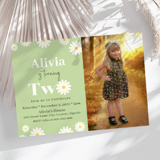 Invitation Boho Daisy Deux Floral Green Bohemian 2e Anniversa