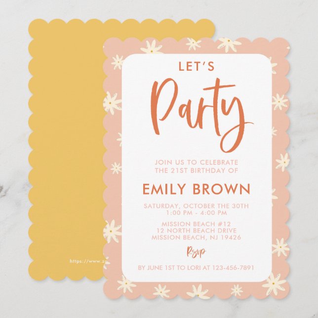 Invitation Boho Daisy Fêtons n'importe quel âge ou événement  (Devant / Derrière)
