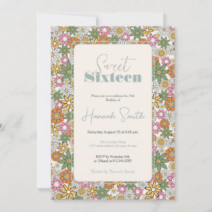 Invitation Boho Daisy Flowers les années 70 Floral Super
