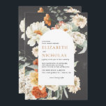 Invitation Boho Dark Floral Greenery Mariage botanique<br><div class="desc">La magie printanière pure regorge de cette palette aux teintes florales et boho. L'orange antique et douce prend l'initiative tandis que les teintes ensoleillées se rejoignent d'une manière qui est terre à terre et facile à incorporer pour une escapade de jardin ou un cadre urbain moderne. Moody noir et lierre...</div>