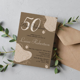 Invitation Boho Dark Modern Leaf Tous les âges Anniversaire