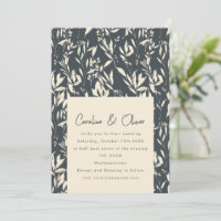 Boho Dark Moody Black Botanical Sketch Mariage