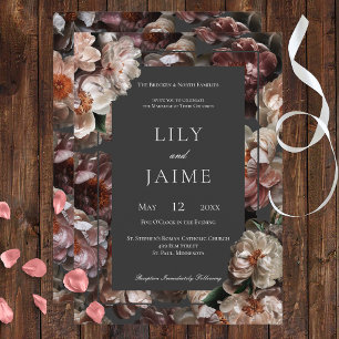 Invitation Boho Dark Peony Flowers