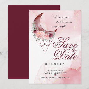 Invitation Boho Date à Sauvegarder  Rose Marron Clair Croissa