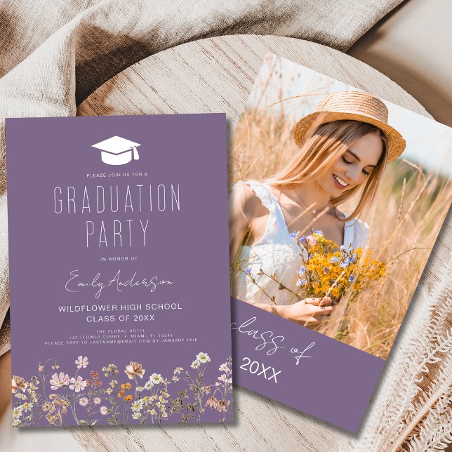 Invitation Boho de la fête des Fleurs sauvages pourpres (Créateur téléchargé)