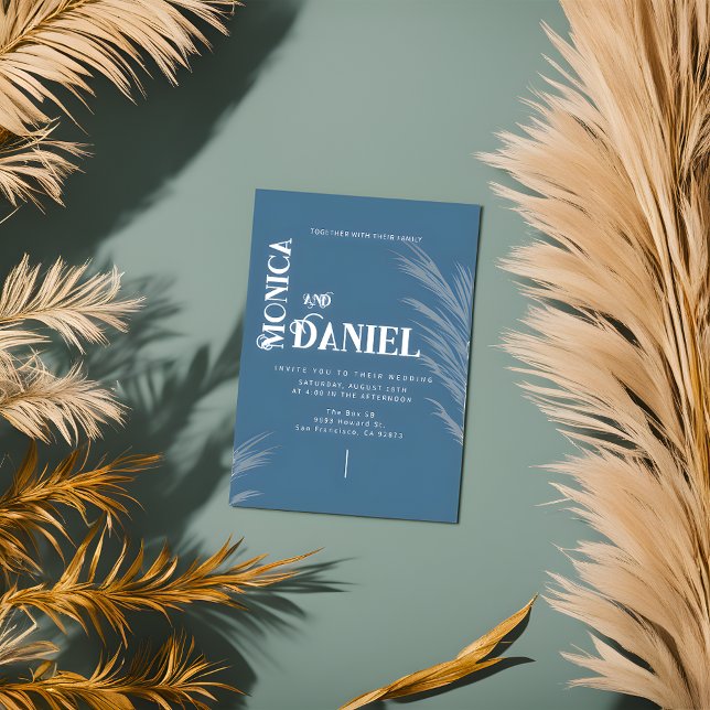 Invitation Boho de luxe bleu & blanc Mariage (Créateur téléchargé)