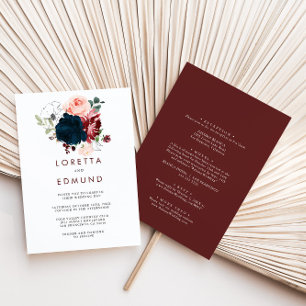 Invitation Boho de luxe coloré Floral Mariage arrière et avan