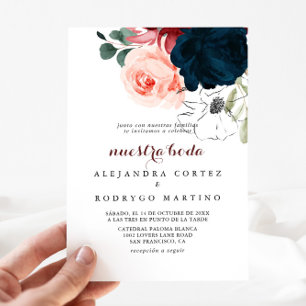 Invitation Boho de luxe coloré Floral Nuestra Boda Mariage