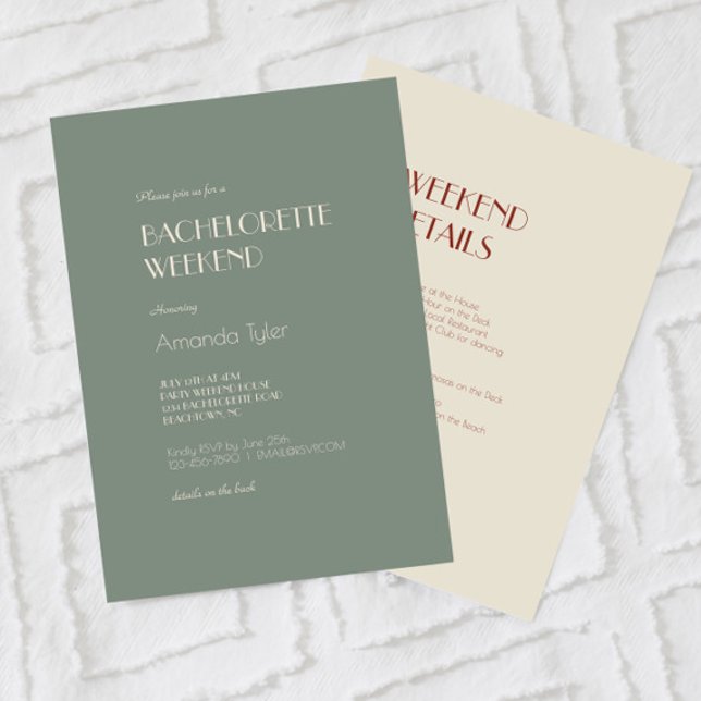 Invitation Boho Deco d'automne | Sage Green Bachelorette Week (Créateur téléchargé)