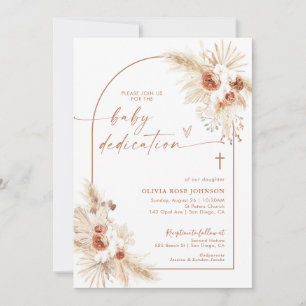 Invitation Boho Dedication Pampas Baptême Boho G