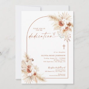 Invitation Boho Dedication Pampas Baptême Boho G