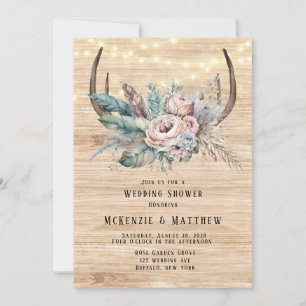 Invitation Boho Deer Antler Floral Wedding shower