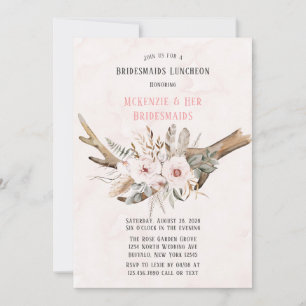 Invitation Boho Deer Antlers et Florals Bridesmaiers Déjeuner