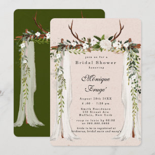Invitation Boho Deer Antlers White Canopy Chic Fête des marié