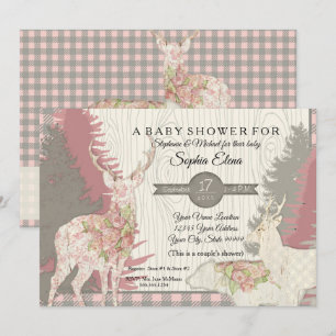 Invitation Boho Deer Bear Baby shower de plaies forestières