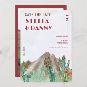 Invitation Boho Desert Cactus Arizona Destination mariage
