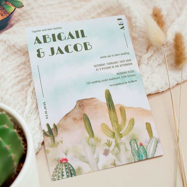 Invitation Boho Desert Cactus Arizona Destination Mariage (Boho Desert Cactus Arizona Destination Wedding Invitation)