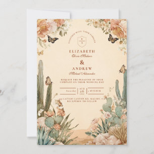 Invitation Boho Desert Cactus Floral Mariage