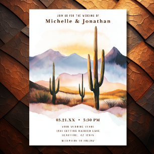 Invitation Boho Desert Cactus Mariage occidental