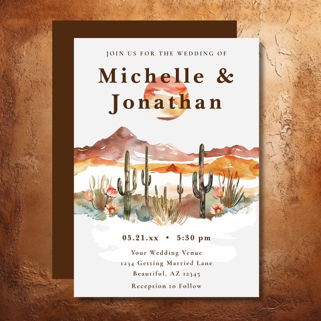 Invitation Boho Desert Cactus Mariage occidental (Boho Desert Cactus Western Wedding Invitation)