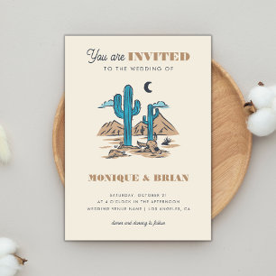 Invitation Boho Desert Cactus Retro Arizona Mariage Photo les