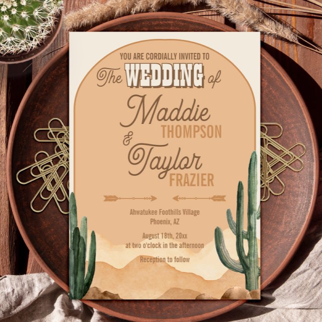 Invitation Boho Desert Cactus Rustique Mariage du sud-ouest (Créateur téléchargé)