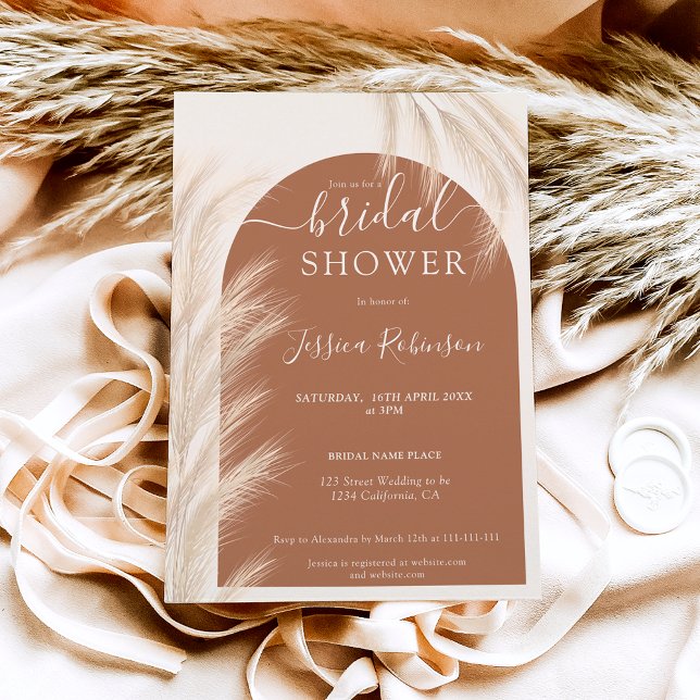 Invitation Boho désert pampas herbe aquarelle nuptiale douche (Créateur téléchargé)
