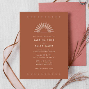 Invitation Boho Désert Soleil Brûlé Orange Terracotta Mariage