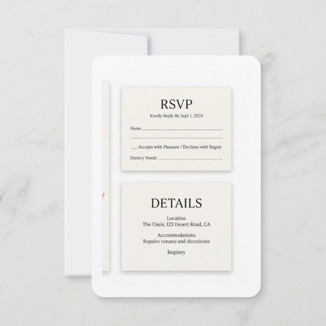 Invitation Boho Désert Suite d'Invitation de Mariage en Terra (Dos)