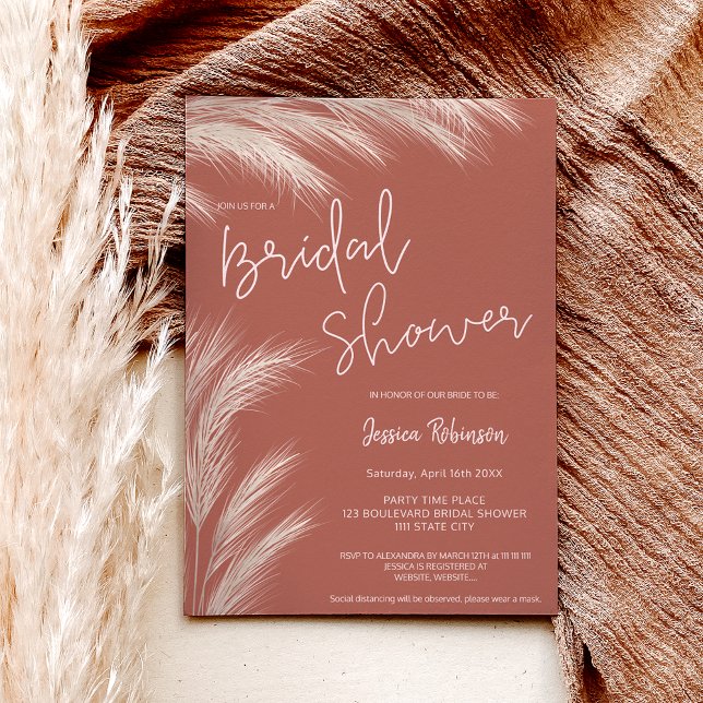 Invitation Boho désert terracotta pampas photo nuptiale (Créateur téléchargé)