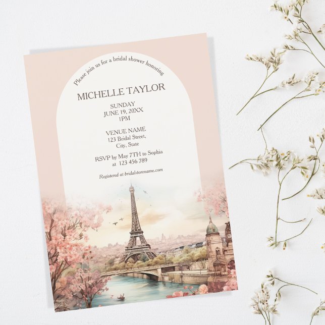 Invitation Boho Destination Wedding Paris Tour Eiffel Françai (Créateur téléchargé)