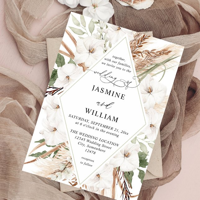 Invitation Boho d'été à la floraison blanche (Créateur téléchargé)