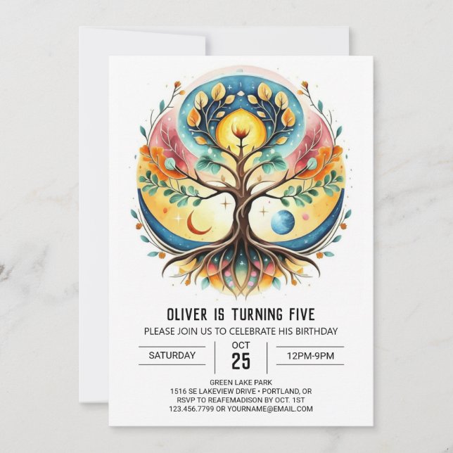 Invitation Boho Digital Tree of Life Anniversaire (Devant)