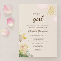 Boho Dinosaur Beige C'est un Baby shower féminin