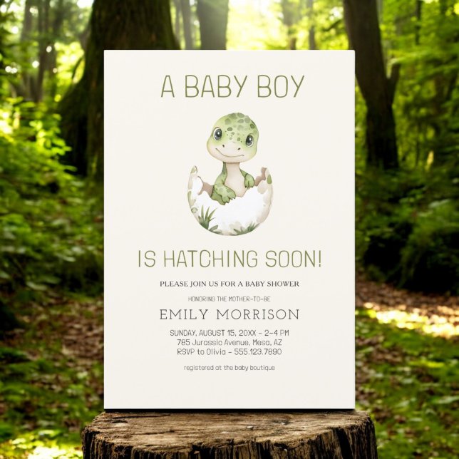 Invitation Boho Dinosaur éclosion Bientôt bébé garçon douche (Créateur téléchargé)