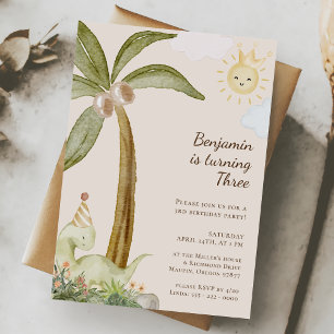 Invitation Boho Dinosaur Tout âge Fête d'anniversaire pour en