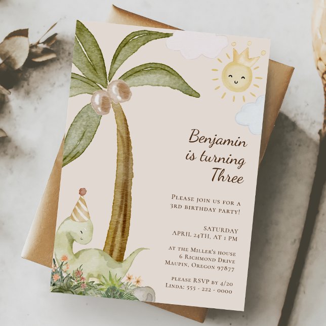 Invitation Boho Dinosaur Tout âge Fête d'anniversaire pour en (Créateur téléchargé)