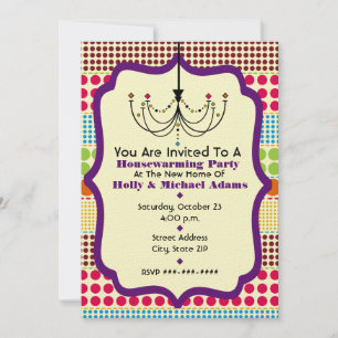 Invitation Boho Dots Funky Chandelier HousechauffParty
