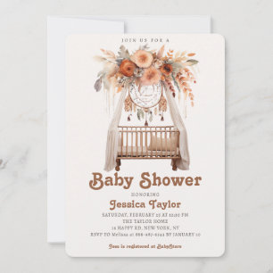 Invitation Boho Dreamcatcher Floral Girb Baby shower