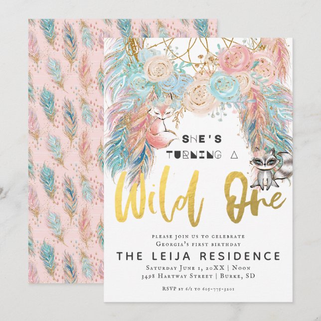 Invitation Boho Dreamcatcher Wild Un Anniversaire (Devant / Derrière)